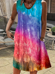 Casual Dress Women's Plus Random Print Round Neck Tank Dress