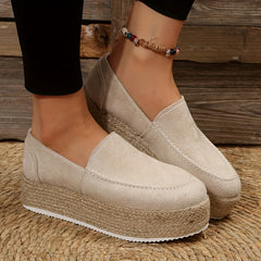 Women's Solid Platform Slip-On Espadrille Shoes Lightweight & Comfortable