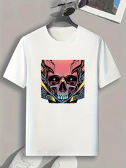 Skull Print Men's Graphic T-shirt for Summer