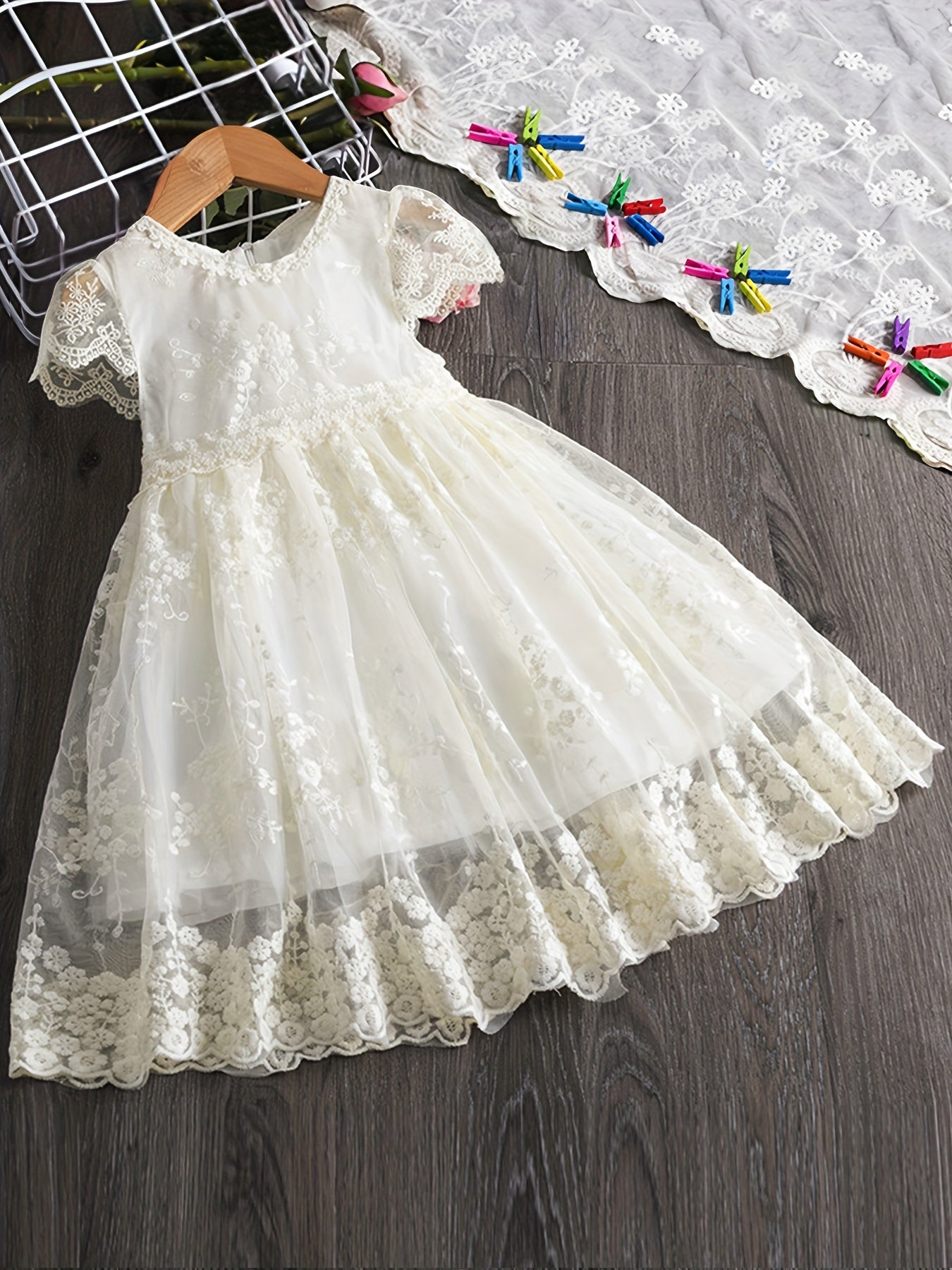 Toddler Girls Puff Sleeve Princess Dress Kids Summer Clothes