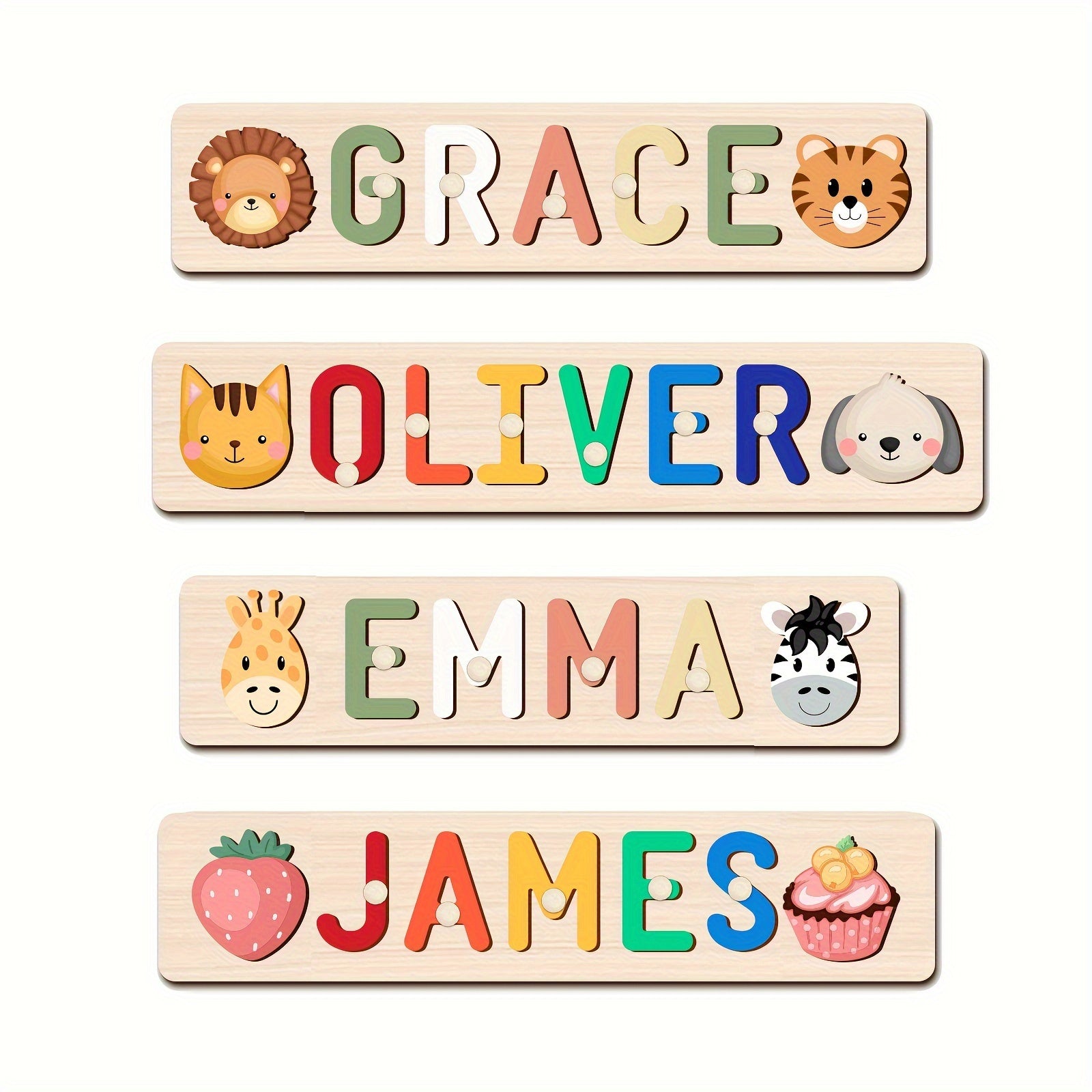 Personalized Animal Name Puzzle - Custom Wooden Educational Toy
