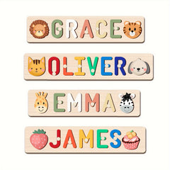 Personalized Animal Name Puzzle - Custom Wooden Educational Toy