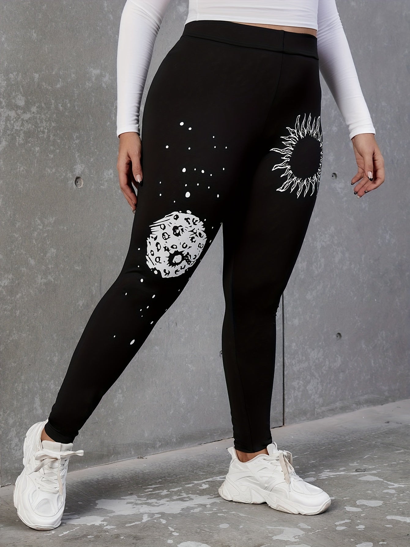 Casual Plus Graphic Print Skinny Leggings