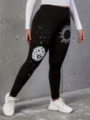 Casual Plus Graphic Print Skinny Leggings
