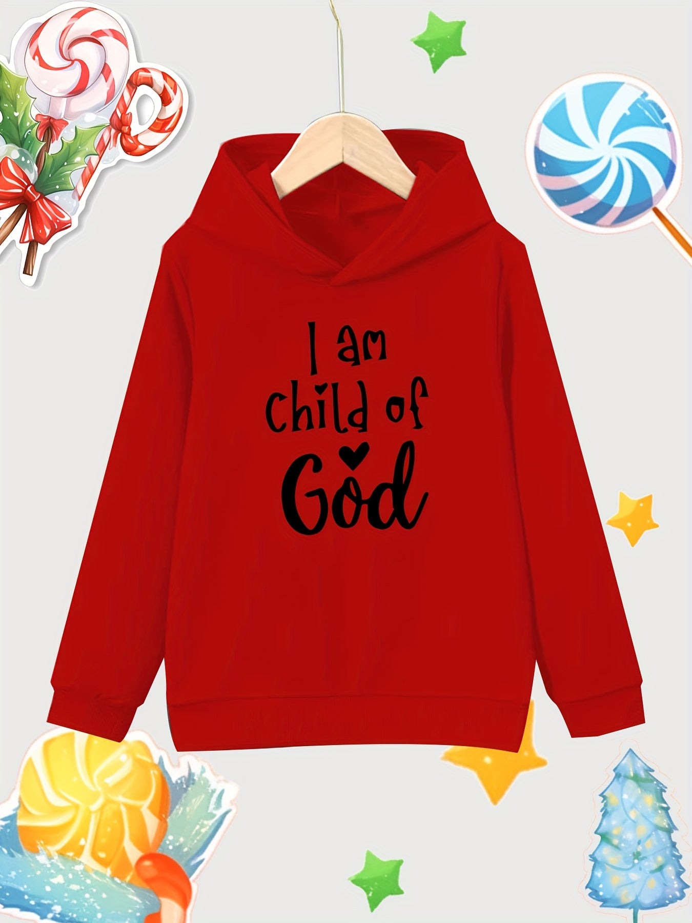 Girl Print Cotton Pullover Hooded Sweatshirt