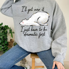 Letter & Polar Bear Print Loose Sweatshirt Women's Clothing