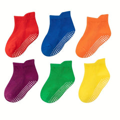 6 Pairs Non Slip Grip Ankle Socks for Baby Boys