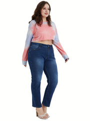 Washed High Rise Straight Leg Jeans