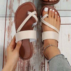Women's Solid Toe Loop Flat Slippers