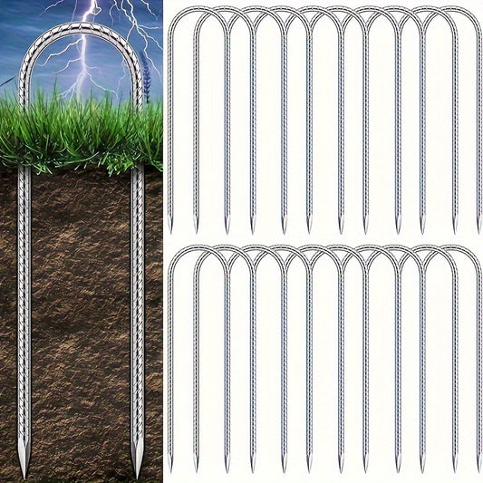 20pcs Trampoline Stakes U Shape Anchor Heavy Duty Metal Anchors
