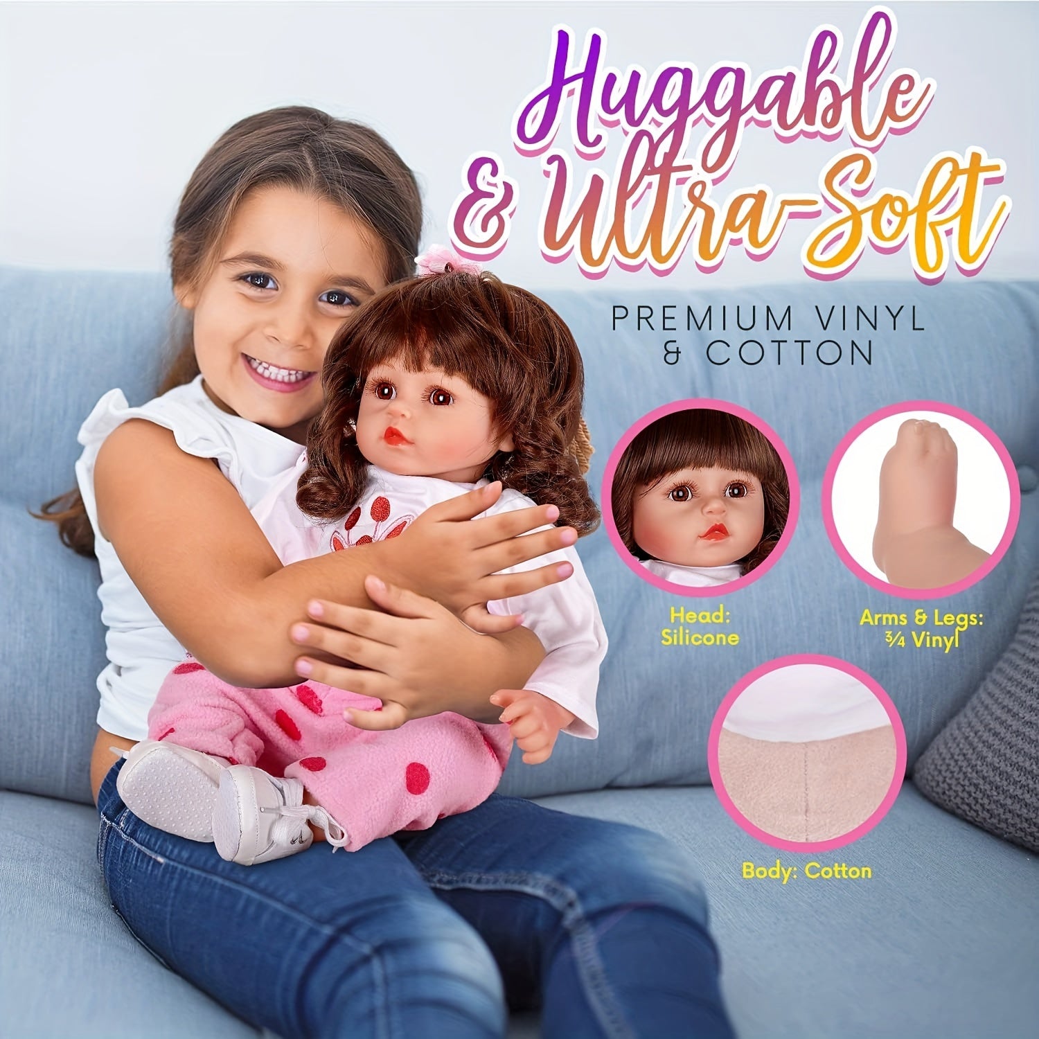 18 Inch Reborn Doll Realistic Lifelike Soft Doll, 360 Movable Arms and Legs