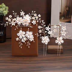 Bridal Floral Pearl Hair Accessories Wedding Hair Pins Hair Comb
