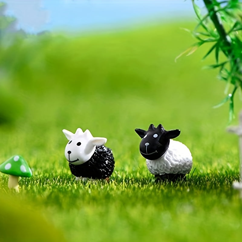 2 Mini Sheep Statue for Fairy Garden Decor
