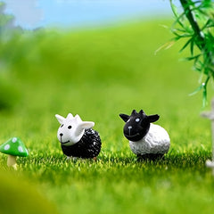 2 Mini Sheep Statue for Fairy Garden Decor