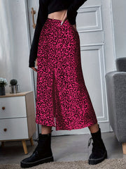 Leopard Print Split Skirt for Women