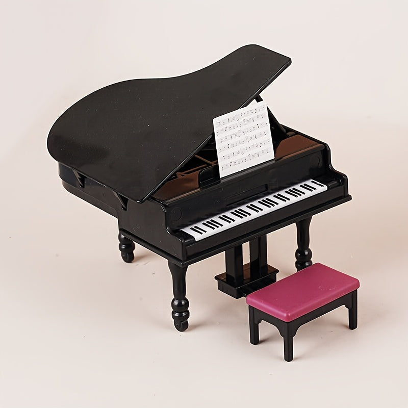 Triangle Piano Model w/ Pink Cushion Dollhouse Furniture