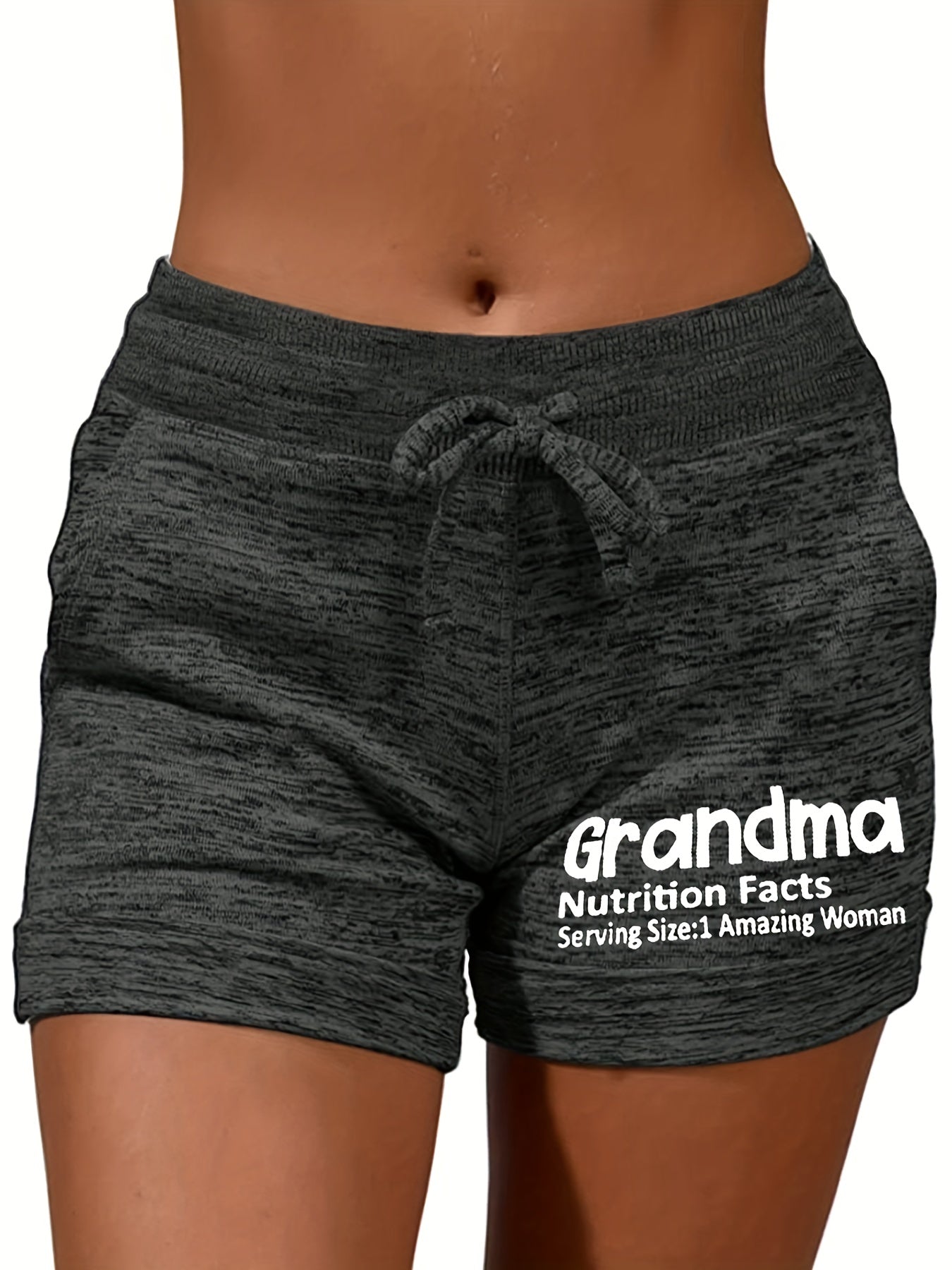 Letter Print Drawstring Casual Shorts for Women