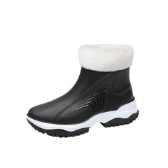 Women's Plush Ankle Rain Boots Waterproof Non-slip Shoes