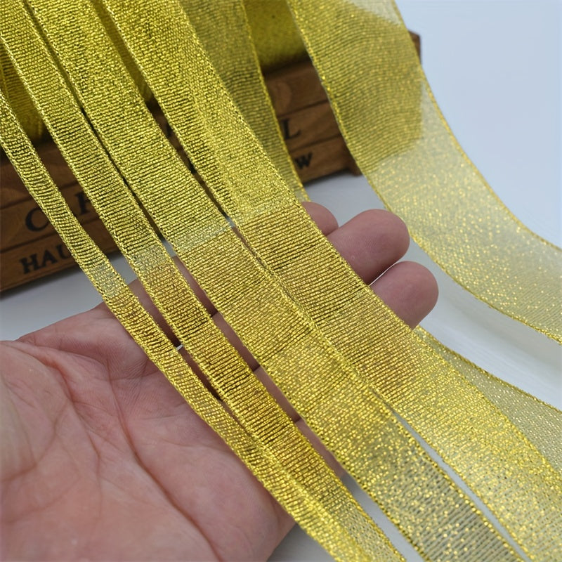 86 M Golden/Silvery Sparkling Ribbon Lace Wedding Decoration DIY Ribbon Bow