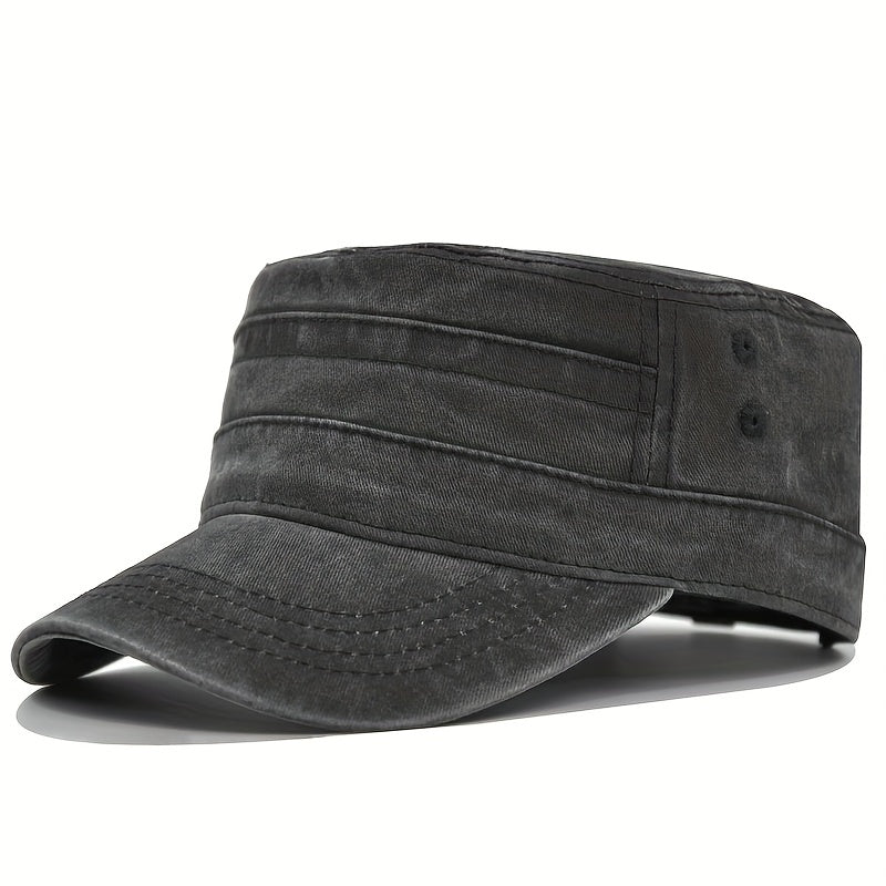 Casual Cotton Flat Top Hat Vintage Army Cap