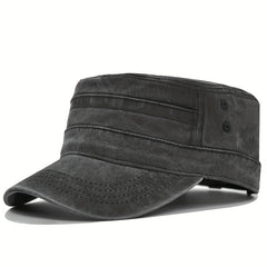 Casual Cotton Flat Top Hat Vintage Army Cap