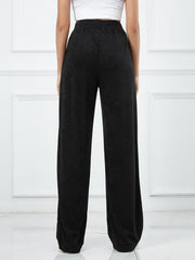 Women's Casual Sports Pants Elastic Waist Solid Straight Leg