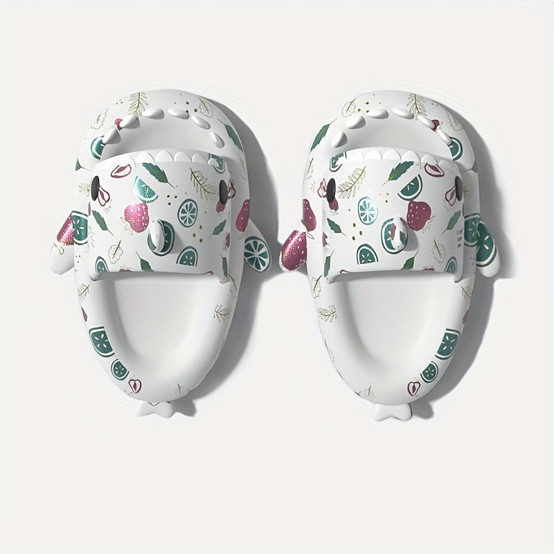 Men's Alphabet & Fruit Pattern Non Slip Platform Slides