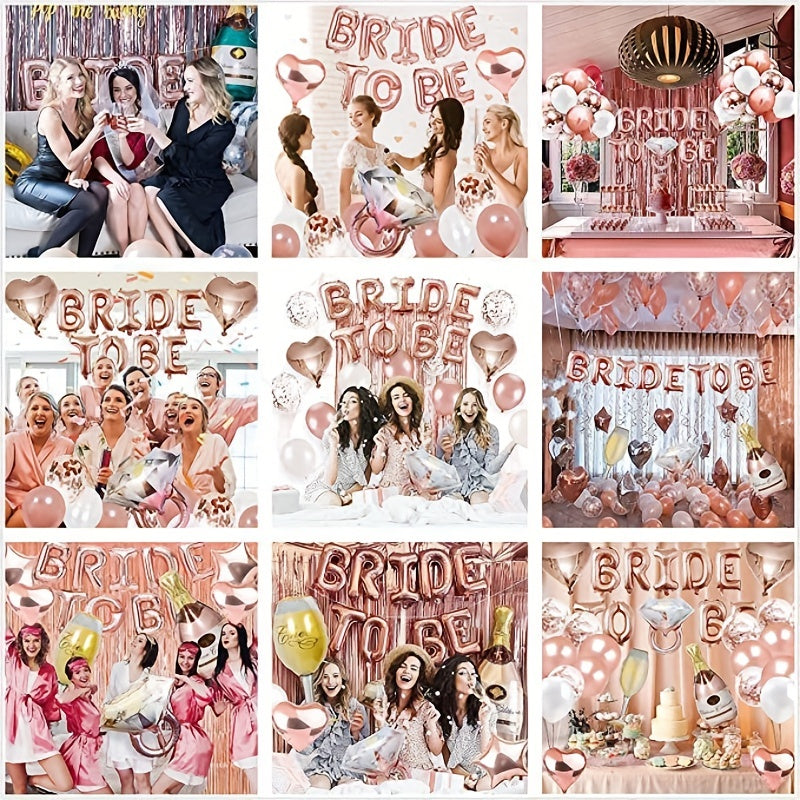 42pcs Rose Gold Bridal Party Supplies Set for Cake Decoration