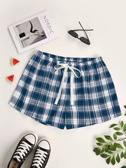 Women's Plus Plaid Print Stretch Pajama Shorts