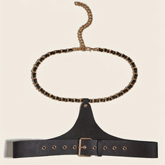 Punk Necklace Harness PU Belt Hip Hop Chain Waistband Chest Belt Suspenders