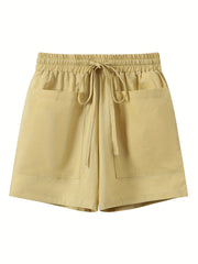 Dual Pockets Drawstring Shorts Women's Clothing