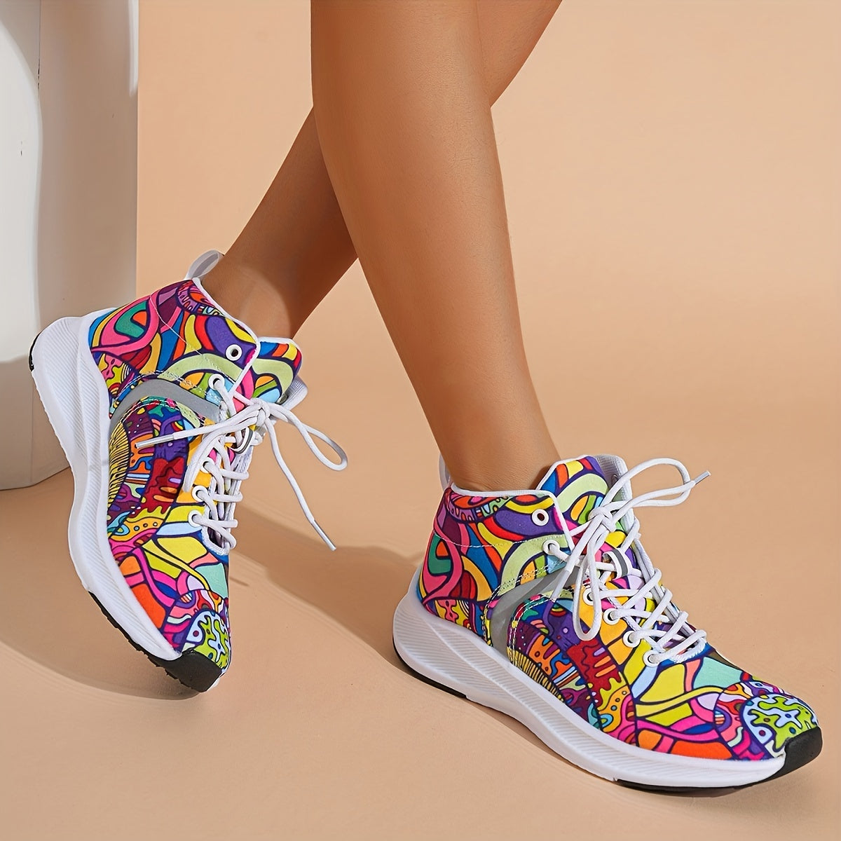 Luminous Graffiti Pattern Running Shoes Soft Thick Sole