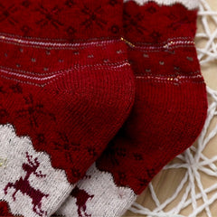 Elk Print Christmas Socks, Comfy & Warm Women's Stockings & Hosiery