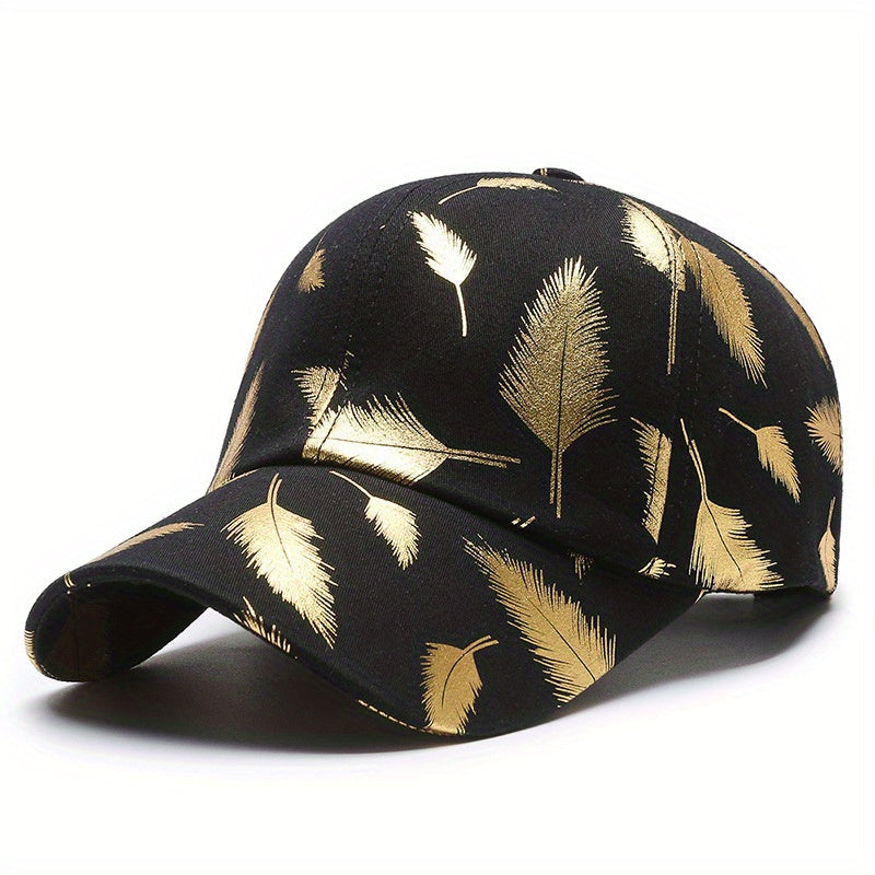 Unisex Sunshade Baseball Cap Bronzing Feather Pattern