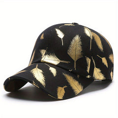 Unisex Sunshade Baseball Cap Bronzing Feather Pattern