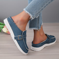 Women's Denim Mule Sneakers Slip On Casual Shoes