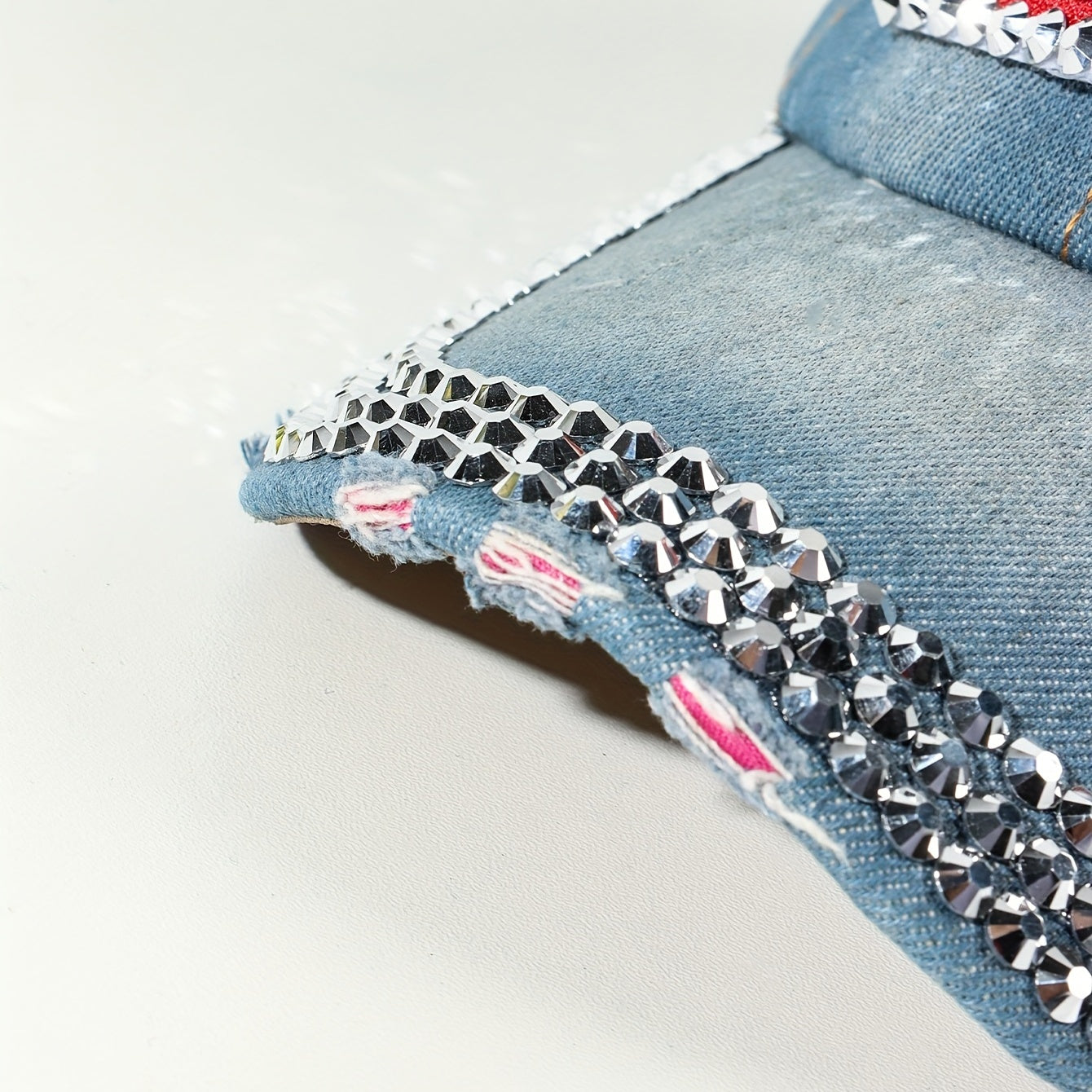 Rhinestone Flag Embroidery Baseball Cap Denim Y2K Hip Hop Sports Hat