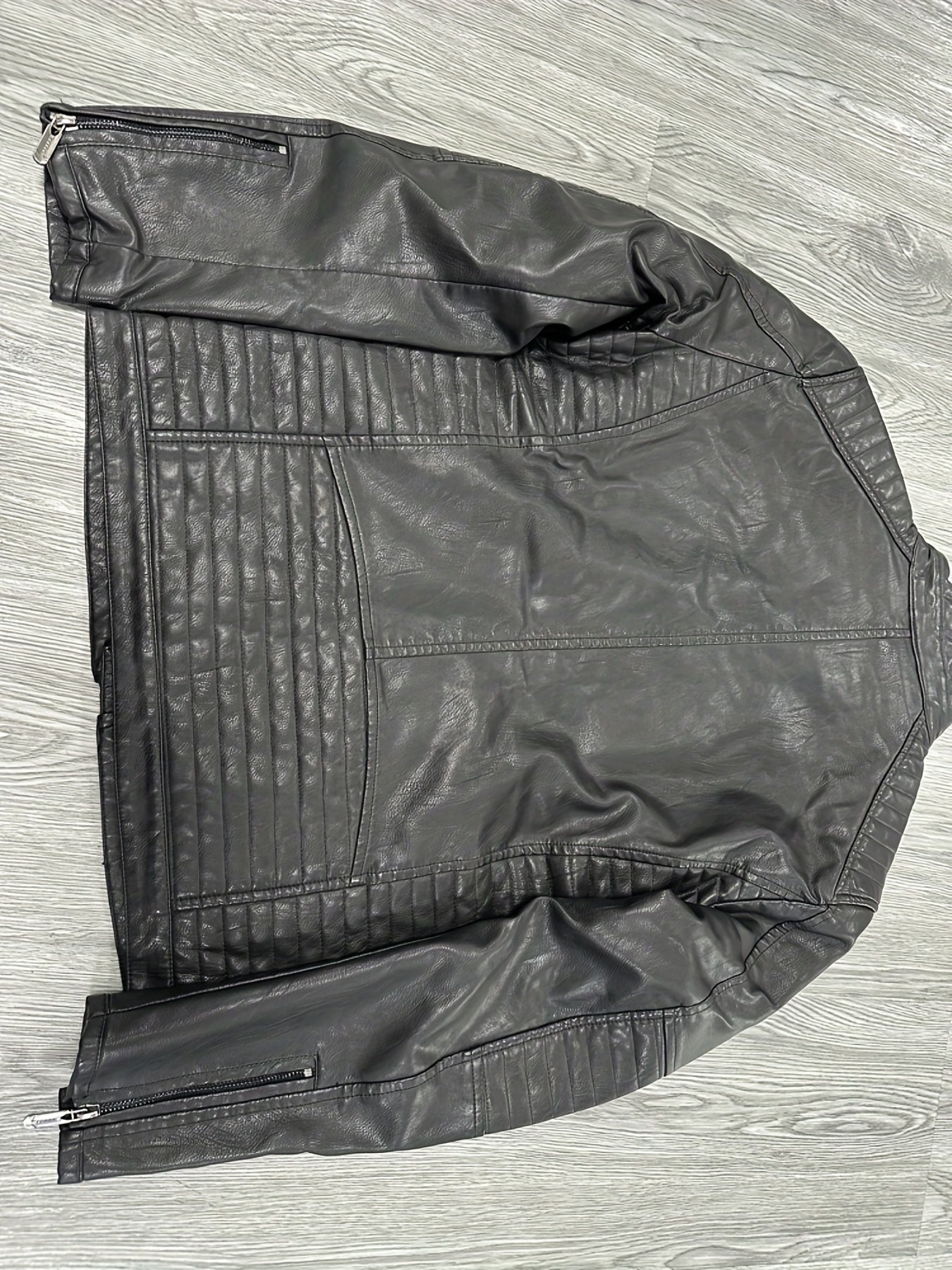 Men's Cozy Fleece PU Biker Jacket