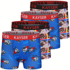 4pcs Boy's Boxer Briefs Cartoon Animal Letter Print Elastic Waist Shorts