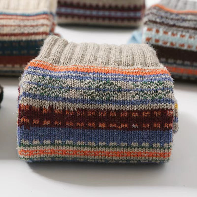 5 Pairs Women's Striped Thermal Crew Socks