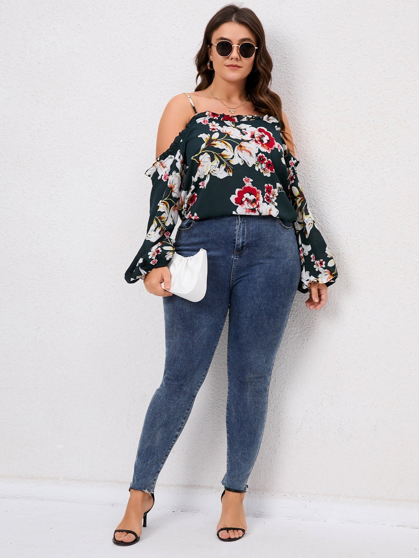 Floral Cold Shoulder Blouse Spring Fall Shirt