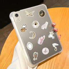 50pcs Vintage Romantic Cartoon Stickers with Floral Clocks Pearls & Statu