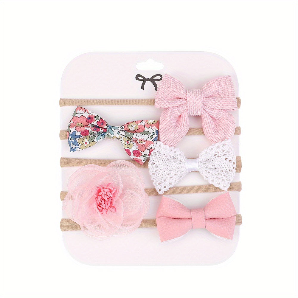 5pcs Baby Girls Bowknot Flowers Headband Hairband Princess Hair Accessories