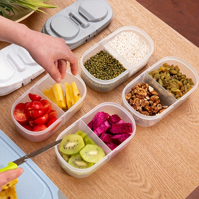 Double Grid Covered Box Food Sealed Jar Kitchen Storage Organizer