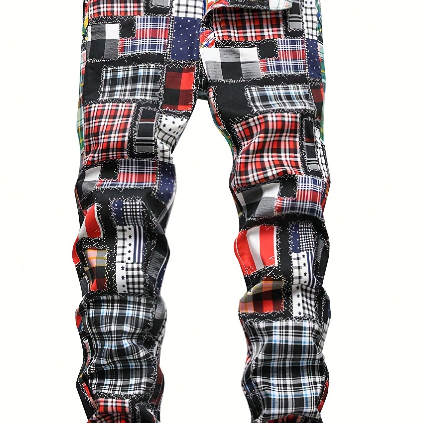 Slim Fit Patchwork Jeans Men's Casual Denim Pants