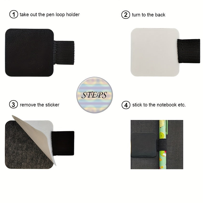 8pcs Adhesive Stainless Steel Pen Holder for Notebooks Journals Planners