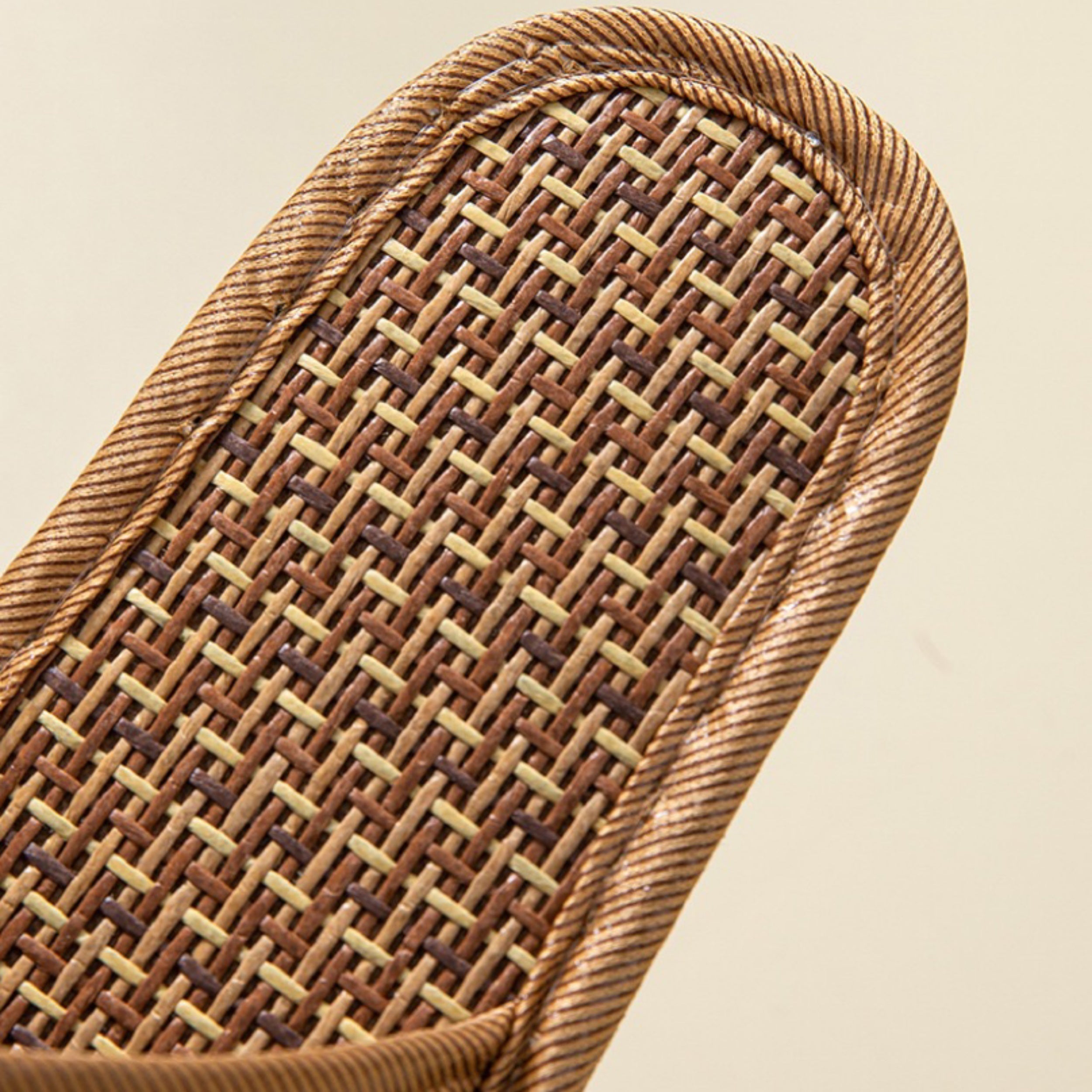 Women's Linen Flat Slides Open Toe Rattan Shoes Non Slip