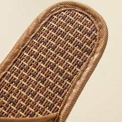 Women's Linen Flat Slides Open Toe Rattan Shoes Non Slip
