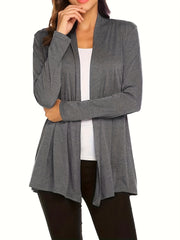 Casual Open Front Long Sleeve Cardigan for Women