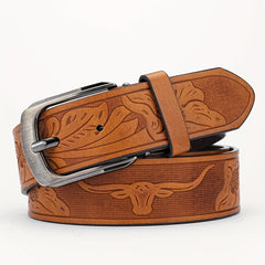 Alloy Pin Buckle PU Striped Belt Accessory For Men